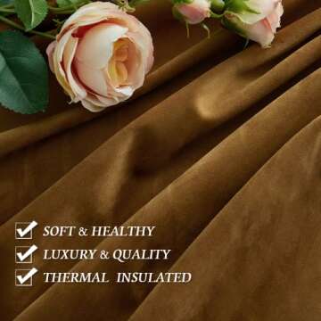 RYB HOME Gold Brown Soft Velvet Curtains 84 inch Length, Light Blocking Energy Saving Vintage Retro Decor Silk Hand Feel Privacy Vertical Shade for Nursery Playroom Bedroom, W52 x L84 inches, 2 Panels