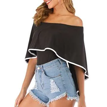 Cuihur Women's Off Shoulder Ruffle Bodysuit Summer Style