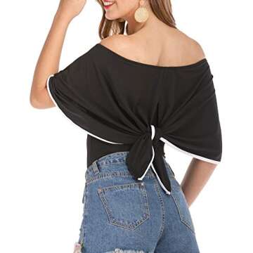 Cuihur Women's Off Shoulder Ruffle Bodysuit Summer Tops Casual Short Jumpsuits Bodysuits Black M