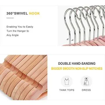TOPIA Cedar Wooden Hangers for Closet Organization - 10 Pack