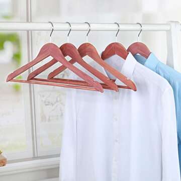 TOPIA HANGER American Red Cedar Wooden Hangers, Clothes Hangers for Closet, Wood Coat Hanger with Smooth Cut Notches, 360°Flexible Hook, Non-Slip Pants Bar,10 Pack-CT07C