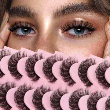Ahrikiss Russian Strip Lashes D Curl Fluffy False Eyelashes Wispy Natural Mink Lashes Look Like Exte...