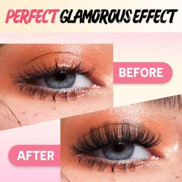 Ahrikiss Russian Strip Lashes D Curl Fluffy False Eyelashes Wispy Natural Mink Lashes Look Like Extensions 10 Pairs Pack Fluffy 3D Volume Fake Lashes (D03)