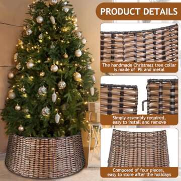 Liliful 23" Woven Christmas Tree Collar - Elegant Tree Decor