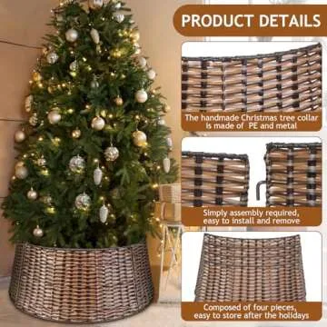 Liliful 23" Woven Christmas Tree Collar - Elegant Tree Decor