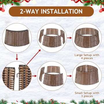 Liliful 23" Woven Christmas Tree Collar - Elegant Tree Decor