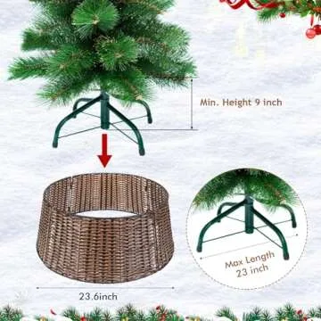 Liliful 23" Woven Christmas Tree Collar - Elegant Tree Decor