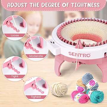 SENTRO 48 Needles Knitting Machines with Row Counter,Smart Knitting Crochet Machine,Weaving Round Loom,Double Knit Loom Machine Kit,DIY Knit Scarf Hat Sock