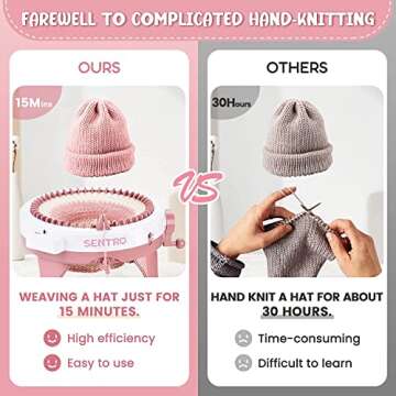 SENTRO 48 Needles Knitting Machines with Row Counter,Smart Knitting Crochet Machine,Weaving Round Loom,Double Knit Loom Machine Kit,DIY Knit Scarf Hat Sock