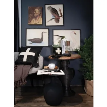 Creative Co-Op Wool Blend Swiss Cross Pillow, Black & Cream