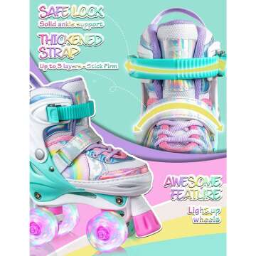 Adjustable Light Up Rainbow Unicorn Roller Skates