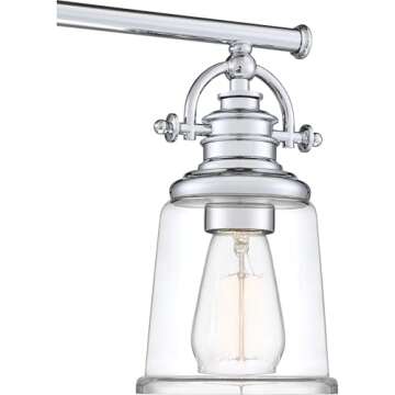 Quoizel Grant Transitional Vanity Lights, 23 Inch 3-Light Polished Chrome Bath Lighting Fixtures Over Mirror, Opal Etched Glass, Classic Americana Wall Mount Light for Bathrooms, Kitchen or Hallway