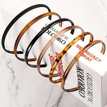 WILLBOND 6 Pieces Plastic Plain Headbands - Skinny DIY Hair Bands for Women & Girls (Multi-color, 8 ...