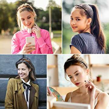 WILLBOND 6 Pieces Plastic Plain Headbands Teeth Comb Headbands Skinny DIY Hair Bands Headbands for Women Girls (Multi-color, 8 mm)