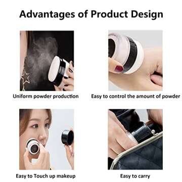 MUAECH Empty Bottle for Dry Shampoo Powder for Women, Reusable, Travel Size with Powder Sponge Applicator for Easy Apply, Refillable Loose Powder Box with Mirror