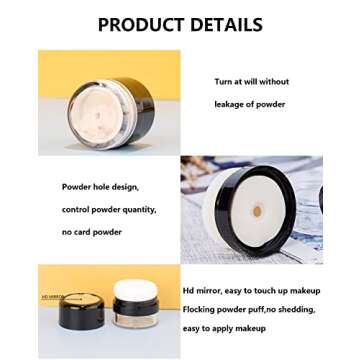 MUAECH Empty Bottle for Dry Shampoo Powder for Women, Reusable, Travel Size with Powder Sponge Applicator for Easy Apply, Refillable Loose Powder Box with Mirror