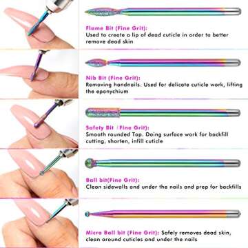 Ejiubas Nail Drill Bits 10Pcs 3/32"(2.35mm) Diamond Drill Bit Set for Nails Professional Cuticle Dri...