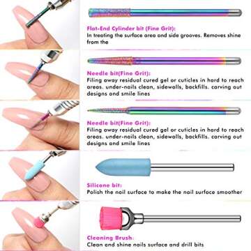 Ejiubas Nail Drill Bits 10Pcs 3/32"(2.35mm) Diamond Drill Bit Set for Nails Professional Cuticle Drill Bit Efile Nail Bit for Acrylic Gel Nails, Manicure Pedicure Shapen Remove Tools, Home Salon Use