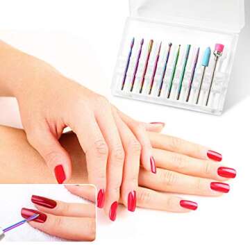 Ejiubas Nail Drill Bits 10Pcs 3/32"(2.35mm) Diamond Drill Bit Set for Nails Professional Cuticle Drill Bit Efile Nail Bit for Acrylic Gel Nails, Manicure Pedicure Shapen Remove Tools, Home Salon Use