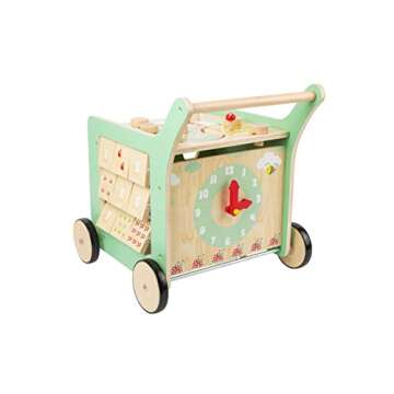 Small Foot Wooden Toys Premium Pastel Wooden Baby Walker and playcenter Move it! Designed for Toddlers 12+ Months, Multi (10947)