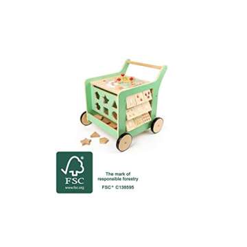 Small Foot Wooden Toys Premium Pastel Wooden Baby Walker and playcenter Move it! Designed for Toddlers 12+ Months, Multi (10947)