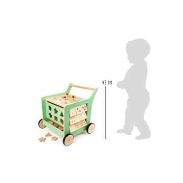 Small Foot Wooden Toys Premium Pastel Wooden Baby Walker and playcenter Move it! Designed for Toddlers 12+ Months, Multi (10947)