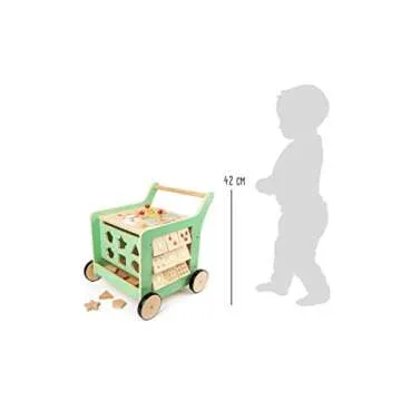Small Foot Wooden Toys Premium Pastel Wooden Baby Walker and playcenter Move it! Designed for Toddlers 12+ Months, Multi (10947)
