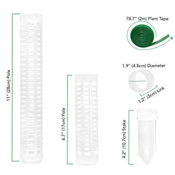 NOMSTERA 9 PCS Stackable Transparent Plastic Moss Pole for Plants Monstera , Indoor Plant Accessorie...