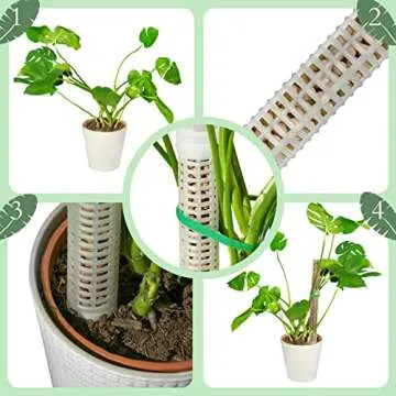 NOMSTERA 9 PCS Stackable Transparent Plastic Moss Pole for Plants Monstera , Indoor Plant Accessories Support Stakes, Plant Stakes for Indoor Plants Plant Pots