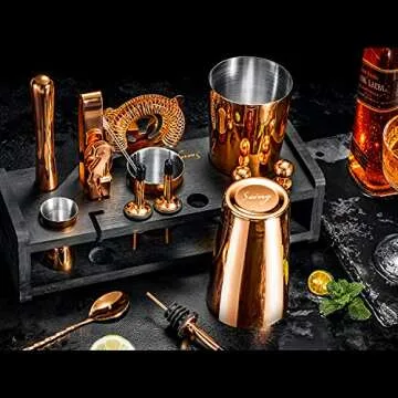 Soing 24-Piece Cocktail Shaker Set with Stand and Recipes