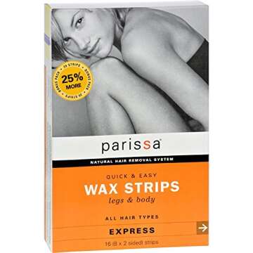 Parissa Wax Strips Legs & Body - Salon Quality Hair Removal Waxing Kit for Legs, Body, Bikini, Arms, Underarms with After care Azulene Oil, 20 Strips