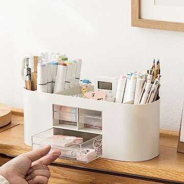 INSTOME Pencil Pen Holder for Desk with 3 Drawers - All-In-One Desk Organizer - Perfect Desk Accesso...