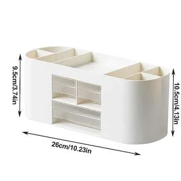 INSTOME Pencil Pen Holder for Desk with 3 Drawers - All-In-One Desk Organizer - Perfect Desk Accessories for Office Use - Stylish & Convenient Desk Organizers and Accessories (Beige)