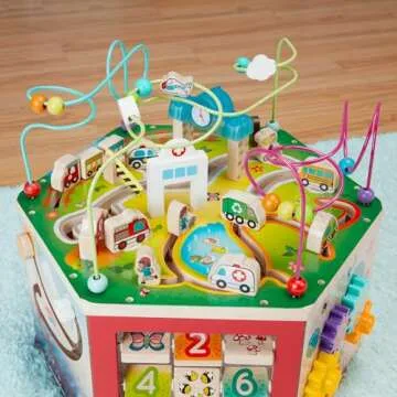 Battat – Wooden Activity Cube – City-Themed Activity Center – Educational Toys- Wooden Toys For Toddlers And Kids- 1 year +