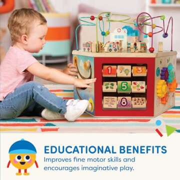 Battat – Wooden Activity Cube – City-Themed Activity Center – Educational Toys- Wooden Toys For Toddlers And Kids- 1 year +