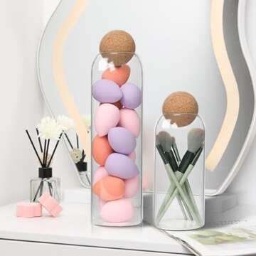 ComSaf 50oz Glass Storage Container with Ball Cork, Clear Tall Spaghetti Container, Pasta Storage, Glass Jars with Cork Lids for Kitchen Pantry Storage, Bathroom Apothecary Cotton Swab Qtip Holder