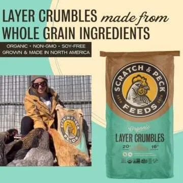 Scratch and Peck Whole Grain Layer Crumbles Chicken and Duck Feed - Corn-Free and Soy-Free - 16% Protein, Certified Organic and Non-GMO Project Verified Chicken Food - 25 lbs Bag