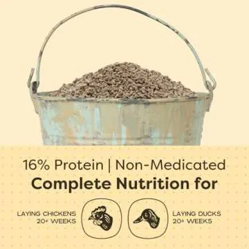 Scratch and Peck Whole Grain Layer Crumbles Chicken and Duck Feed - Corn-Free and Soy-Free - 16% Protein, Certified Organic and Non-GMO Project Verified Chicken Food - 25 lbs Bag