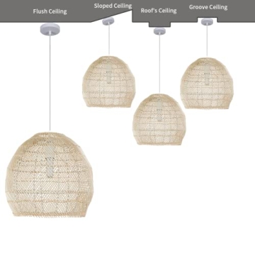 Teru Ji Kaikang 1-Light Rattan Pendant Light