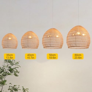 Teru Ji Kaikang 1-Light Rattan Pendant Light