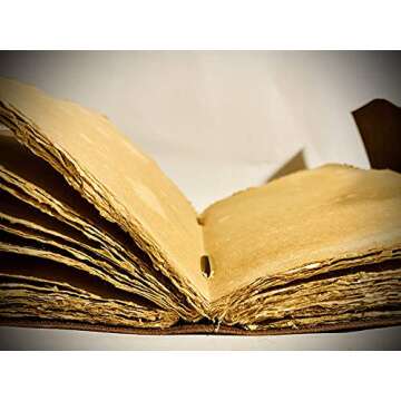 Vintage Leather Journal - 200 Pages Deckle Edge Rustic Paper - Unlined Pages Book of Shadows, Grimoire, Junk Notebook, Fantasy Medieval Gifts, Sketchbook, Antique Scrapbook (Dark Brown, 7"x5")