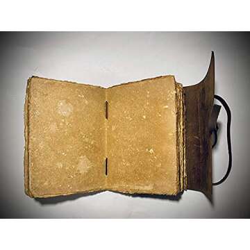 Vintage Leather Journal - 200 Pages Deckle Edge Rustic Paper - Unlined Pages Book of Shadows, Grimoire, Junk Notebook, Fantasy Medieval Gifts, Sketchbook, Antique Scrapbook (Dark Brown, 7"x5")