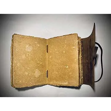 Vintage Leather Journal - 200 Pages Deckle Edge Rustic Paper - Unlined Pages Book of Shadows, Grimoire, Junk Notebook, Fantasy Medieval Gifts, Sketchbook, Antique Scrapbook (Dark Brown, 7"x5")