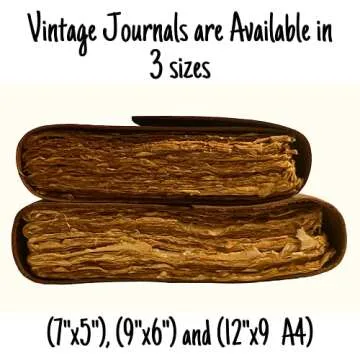 Vintage Leather Journal - 200 Pages Deckle Edge Rustic Paper - Unlined Pages Book of Shadows, Grimoire, Junk Notebook, Fantasy Medieval Gifts, Sketchbook, Antique Scrapbook (Dark Brown, 7"x5")