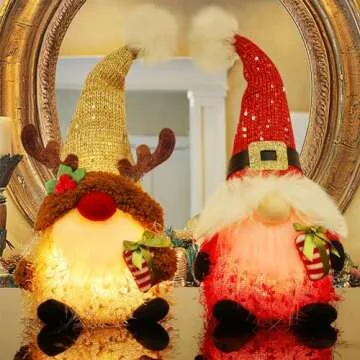 Juegoal 2 Pack Lighted Christmas Gnomes for Holidays
