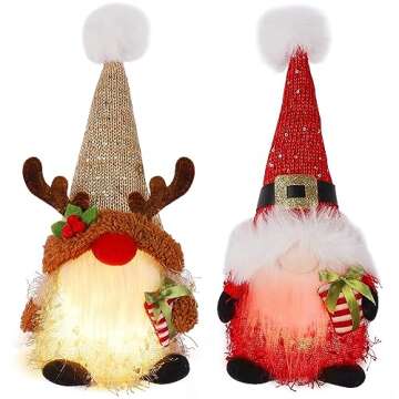 Juegoal 2 Pack Lighted Christmas Gnomes for Holidays