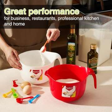 Osnell USA Large Mixing Bowls with Handles, 2 Pcs Microwave Safe 3.6 qt - Plastic Nesting Bowls for ...