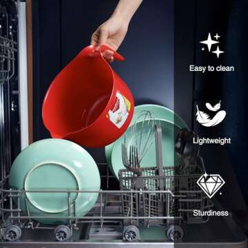 Osnell USA 2 Pcs Large Mixing Bowls with Handles - 3.6 qt