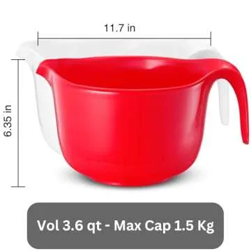 Osnell USA 2 Pcs Large Mixing Bowls with Handles - 3.6 qt