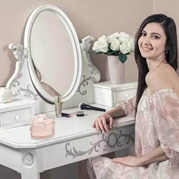 WHSLILR Glass Jewelry Box Heart Shape Cute Box for Storage Ring Earring Trinket Vintage Jewelry Organizer Decorative Gift for Women Girls-GRB003-Pink